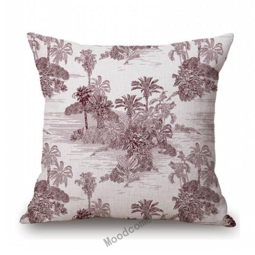 Toile De Jouy Jungle Animals Tiger Giraffe Tiger Crane Birds Navy Blue Greenish Pattern Decorative Pillow Case Car Cushion Cover