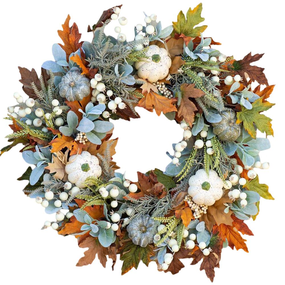 

35/40 см декоративный осенний венок праздничная тематика окно подвесная гирлянда имитация растения тыквенный венок для домашнего крыльца настенный декор 35cm разноцветный