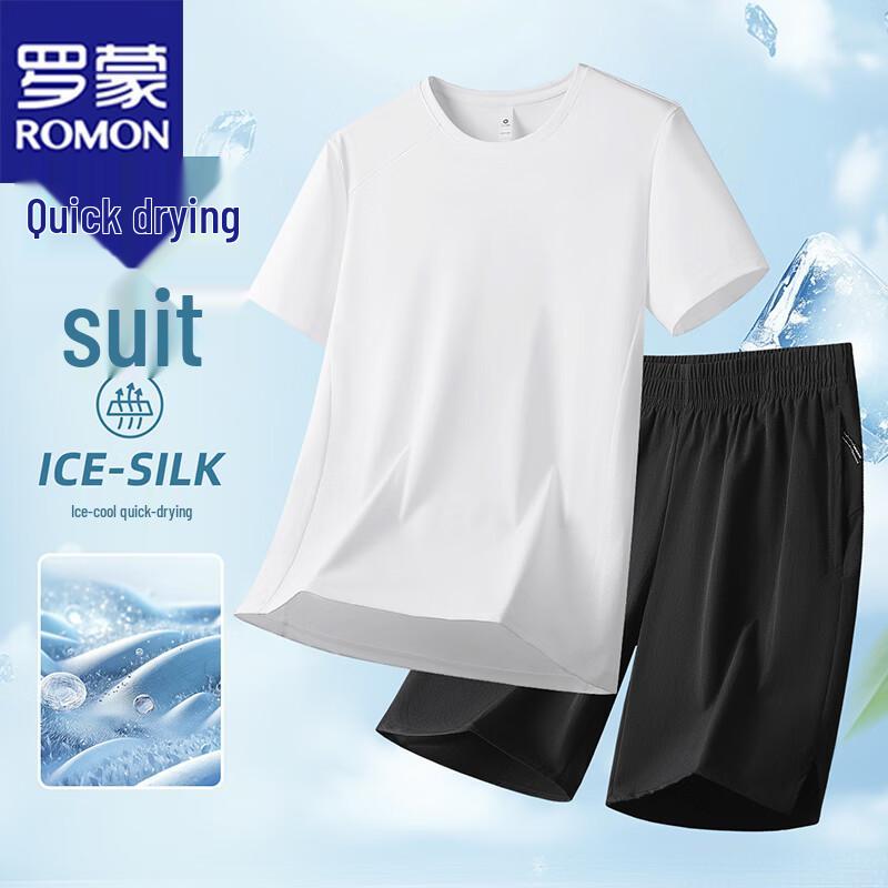 Romon Men s Summer Quick-Dry Casual Shorts Set L