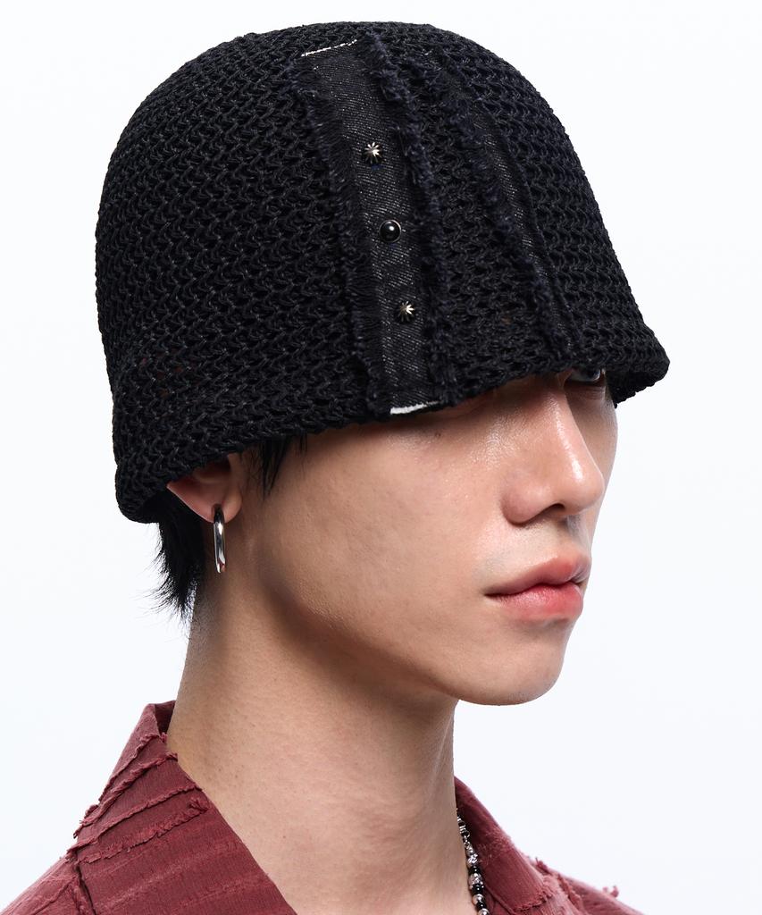 Aleseueseussi Denim Patched Rivet Beanie - Black
