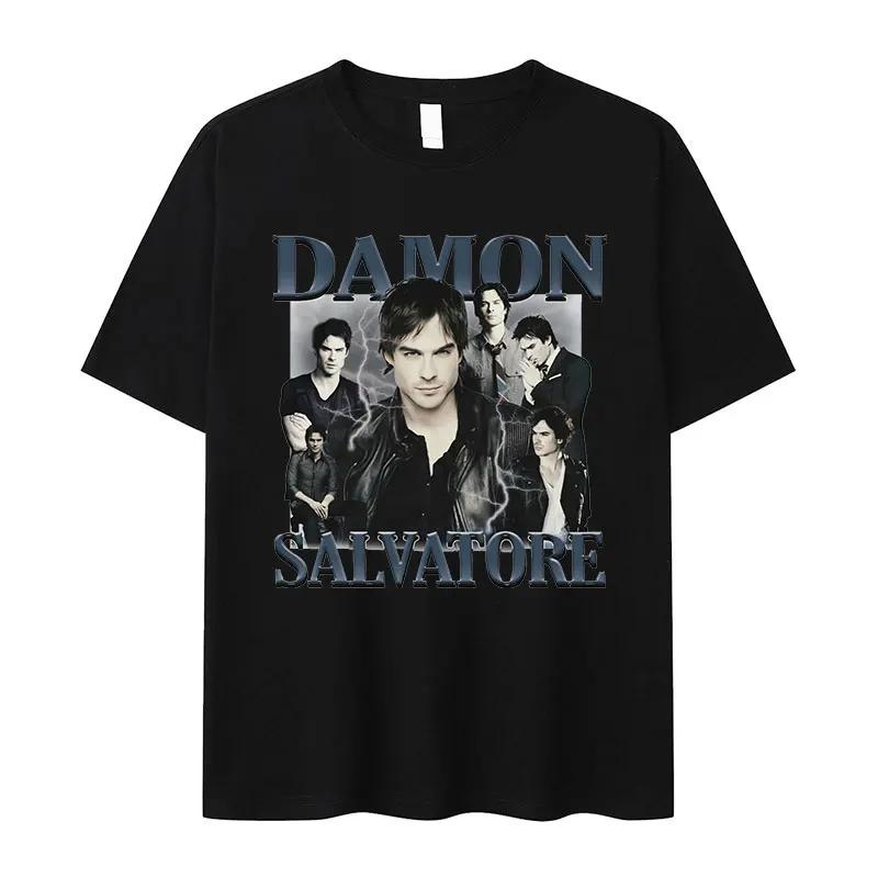 

Футболка з принтом Damon Salvatore IanSomerhalder TV Drama для жінок Ретро Готична Мода Оверсайз Футболка для Жіночого Вуличного Одягу S