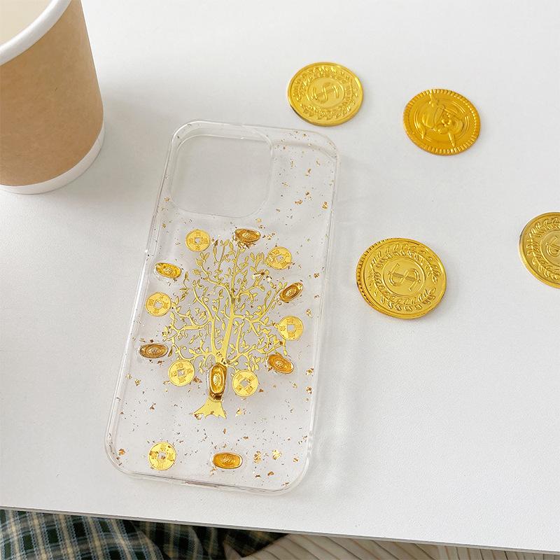 

New Year s Money Tree God of Wealth Mobile Phone Case for Apple 16 Promax Transparent Glue for IPhone 17 Yuan Bao Qian For iPhone 7/8/SE 2020
