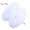 2Pcs White Paper Umbrella Chinese Style DIY Crafts Decorative Oil-paper Painting Umbrella Wooden Handle Oriental Parasol Party Favors