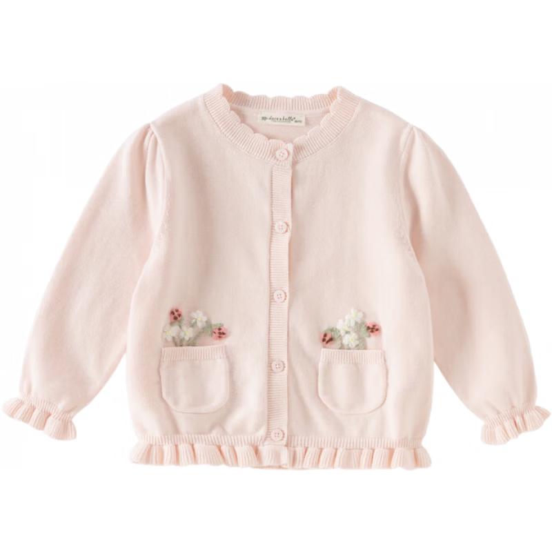 DAVE&BELLA Girls Floral Anti-Static Cotton Cardigan Sweater 73cm