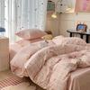 2026 New Girls' Plaid Cotton Duvet Cover & Sheet Set - 4 Pieces