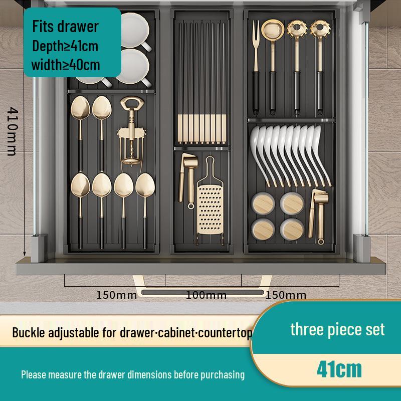 Kitchen Dish Drying Rack with Cutlery Holder and Drawer Organizer