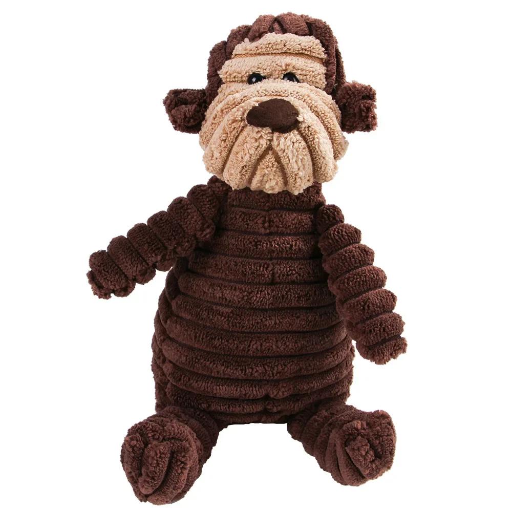 Durable Dog Chew Toys for Aggressive Chewers Large Dogs Interactive Squeaky Plush Monkey Pig Puppy Teething Molar Cleaning