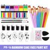 12 Farben Wasserbasierte Körperfarbe Strich Regenbogen Split Cakes Gesichtsmalerei Set mit 18 Pinseln Finger Schwamm und Schablone