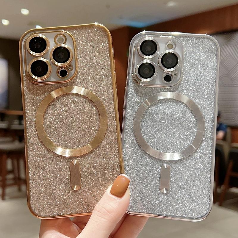 Clear Glitter Magnetic Case For iPhone 15 14 Plus 13 Pro Max 12 11 Støtsikkert Luksus Candy Color Shell Cover