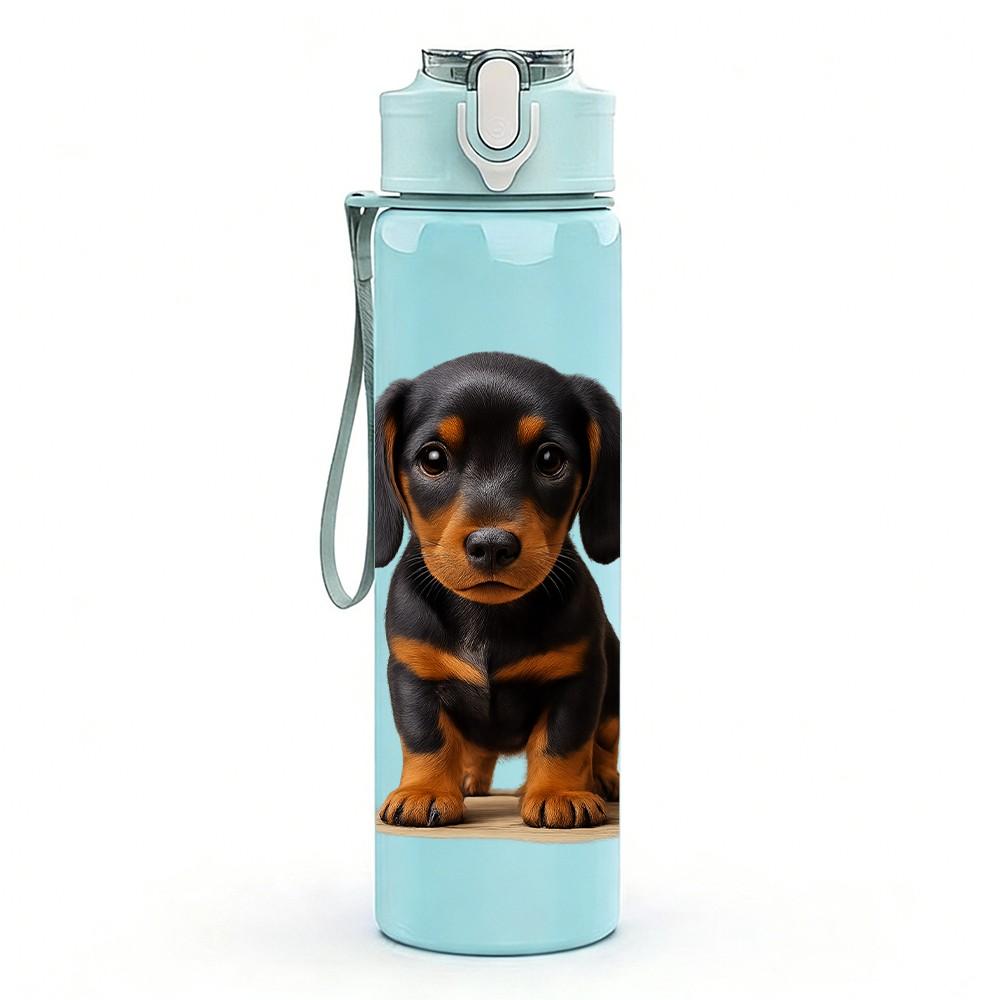 1PC Simple Road Trip Dinosaur Lion 750ml Color Plastic Sports Water Bottle Leakproof Flip Straw Lid Suitable for Sports Office Home Use