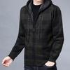 Men Jacket Plaid Pattern Breathable Polyester Sweater Hoodie for Winter