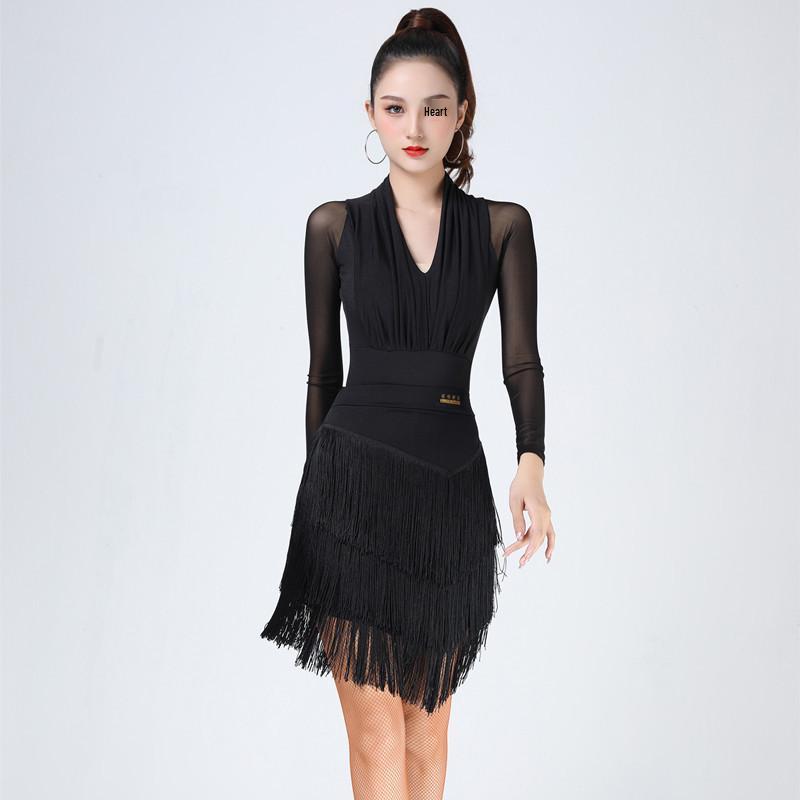 Women's Latin Dance Set: Fringe Skirt and Top for Practice, Competition, or Performance