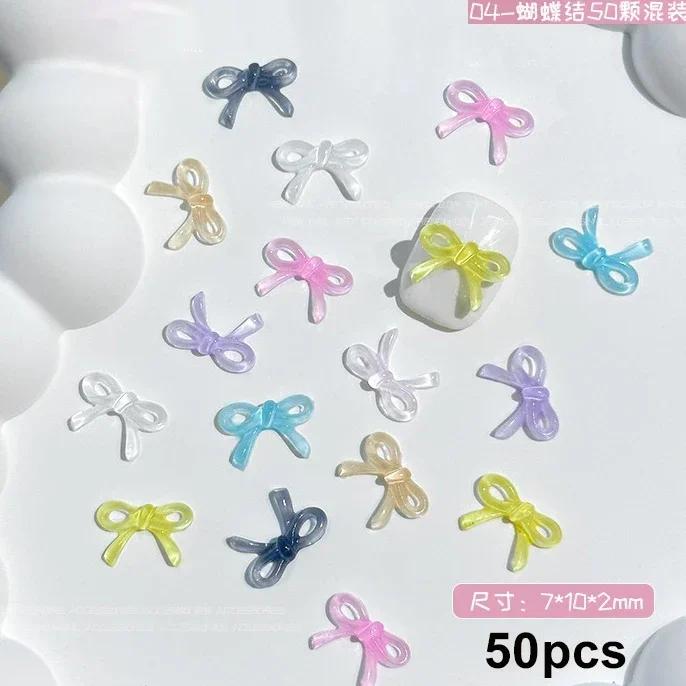 French Ribbons Colorful Resin Cute Bowknot Charm Leopard Print Bow Tie Nail Art Decorations Manicure Tools Accessories Wholesale