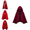 Lussuoso Mantello Corto con Cappuccio e Bordi in Pizzo Rosso Vino per Donna Perfetto per Halloween e Altro