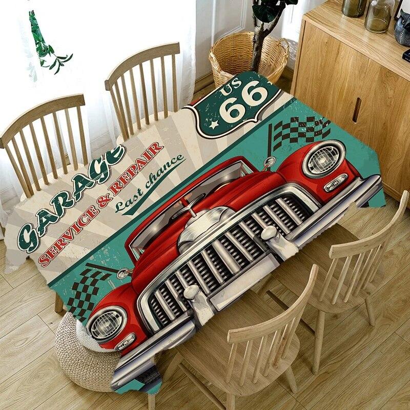 

Скатерть с рисунком маршрута в стиле ретро 66, подходит для вечеринки, ресторана, дома, кухни, обеденного стола, пылезащитной скатерти для пикника на открытом воздухе