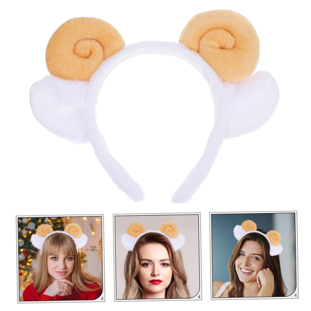 [FOMIYES] 3 Cute Goat Ear Headbands, Plush Sheep Horn Headbands for Birthday Parties and Halloween, Suitable for Kids and Adults, Fashionable and