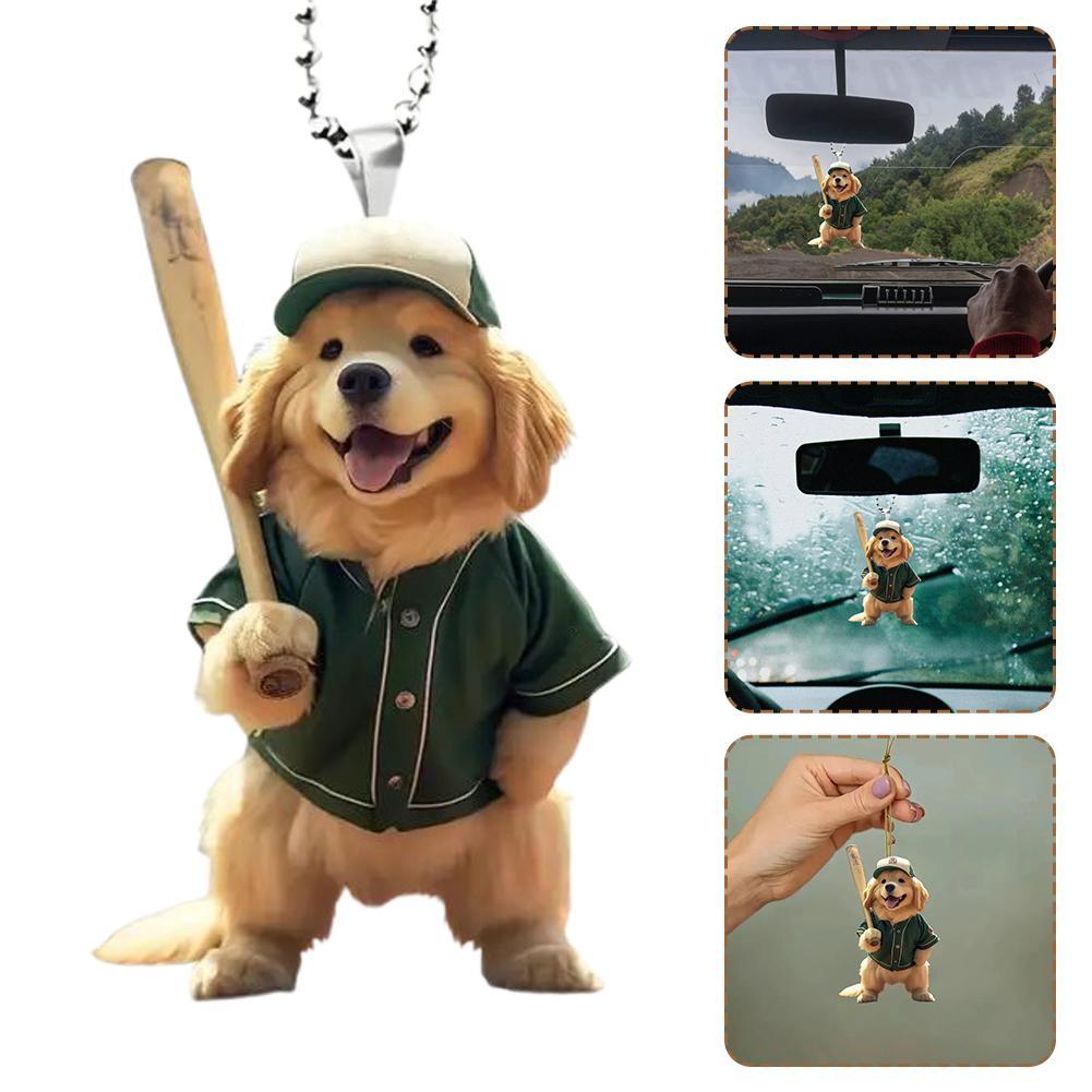 Cute Dog Shaped Acrylic Pendant for Backpack Car Home Decoration with Lanyard Easy To Hang Flat Adorable Animal Theme Accessory