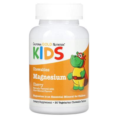 Barnas tyggbare magnesium, kirsebærsmak, vegetabilske tabletter, 90 tabletter (50 mg per tablett)