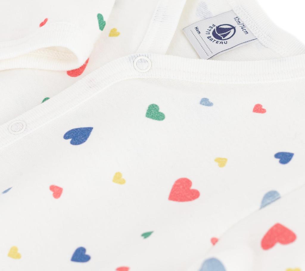 Petit Bateau Footless Romper 12 74cm A0E83, Off-White/Multicolor, Months,