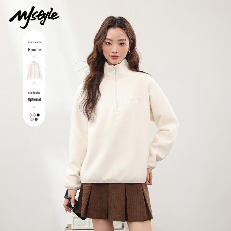 MJ STYLE Women's Half-Zip Fleece Jacket