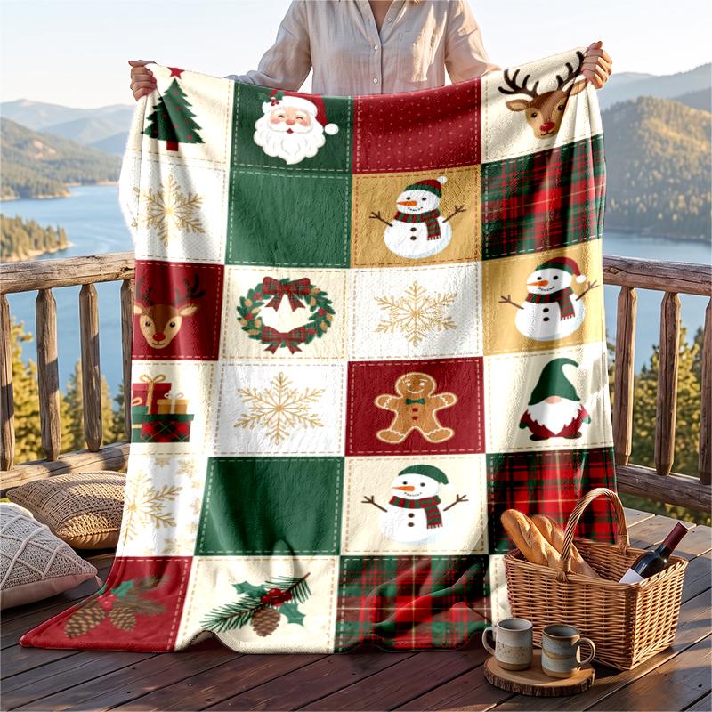 Christmas Flannel Throw Blanket Soft Warm Cozy For Sofa Bed Indoor Home Use Great Holiday Gift