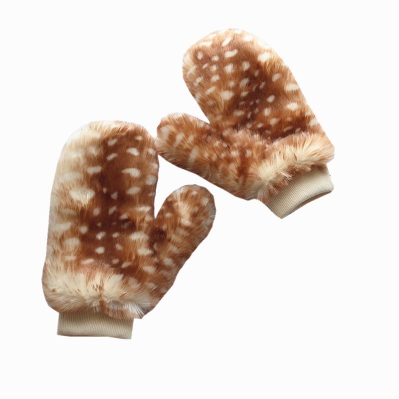 Full Finger Winter Warm Cute Mori Deer Outdoor Plush Gloves, Christmas Decoration Performance Costume Set