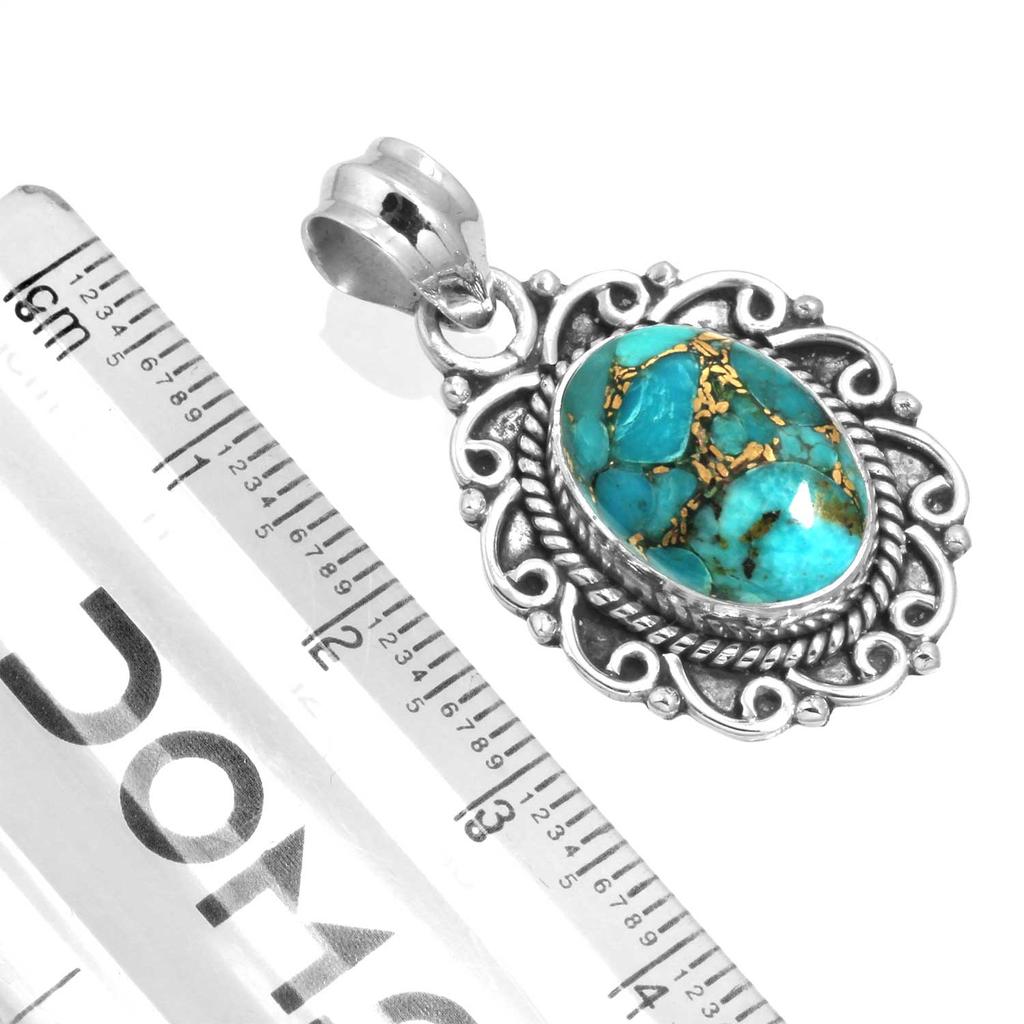 925 Sterling Silver Pendant Women Gemstone Handmade Jewelry Halloween Gift Blue Green Purple Copper Turquoise Pearl Lapis Mother Of Pearl Costume