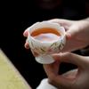 Jade Mud White Porcelain Hand-Painted Beautiful Flowers Gai Wan Tea Bowl Tea Maker Lady Tea Set Tea Ceremony Kung Fu Tea Set