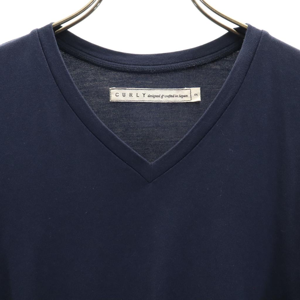 CURLY Made In Japan Short Sleeve V Neck T-shirt 2 Navy System Women Used