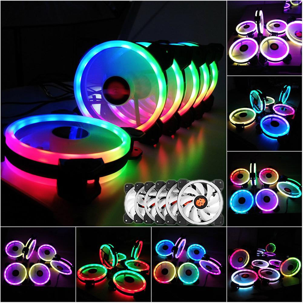 12CM PC Chassis Cooling Fan Rainbow Lights Colorful RGB Fan Quiet ...
