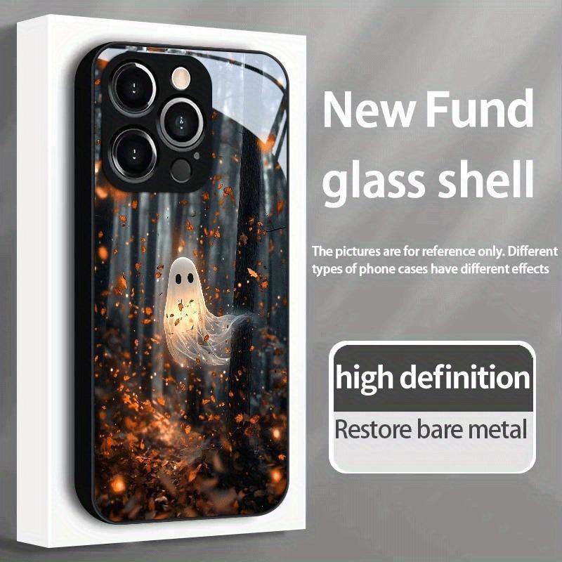 Midnight Ghost Pattern Tempered Glass Phone Case For iPhone 11 12 13 14 15 16 17 18 Pro Max 17 Air 7 8 Plus XS X XR Cover