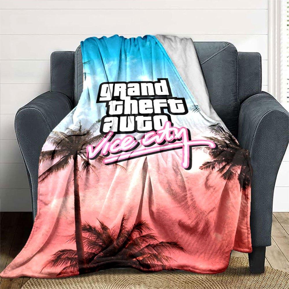 1pc Grand Theft Auto Soft Flannel Blanket with Designer Print A Cozy Blanket for All Seasons, Perfect for the Couch, Bed, Office