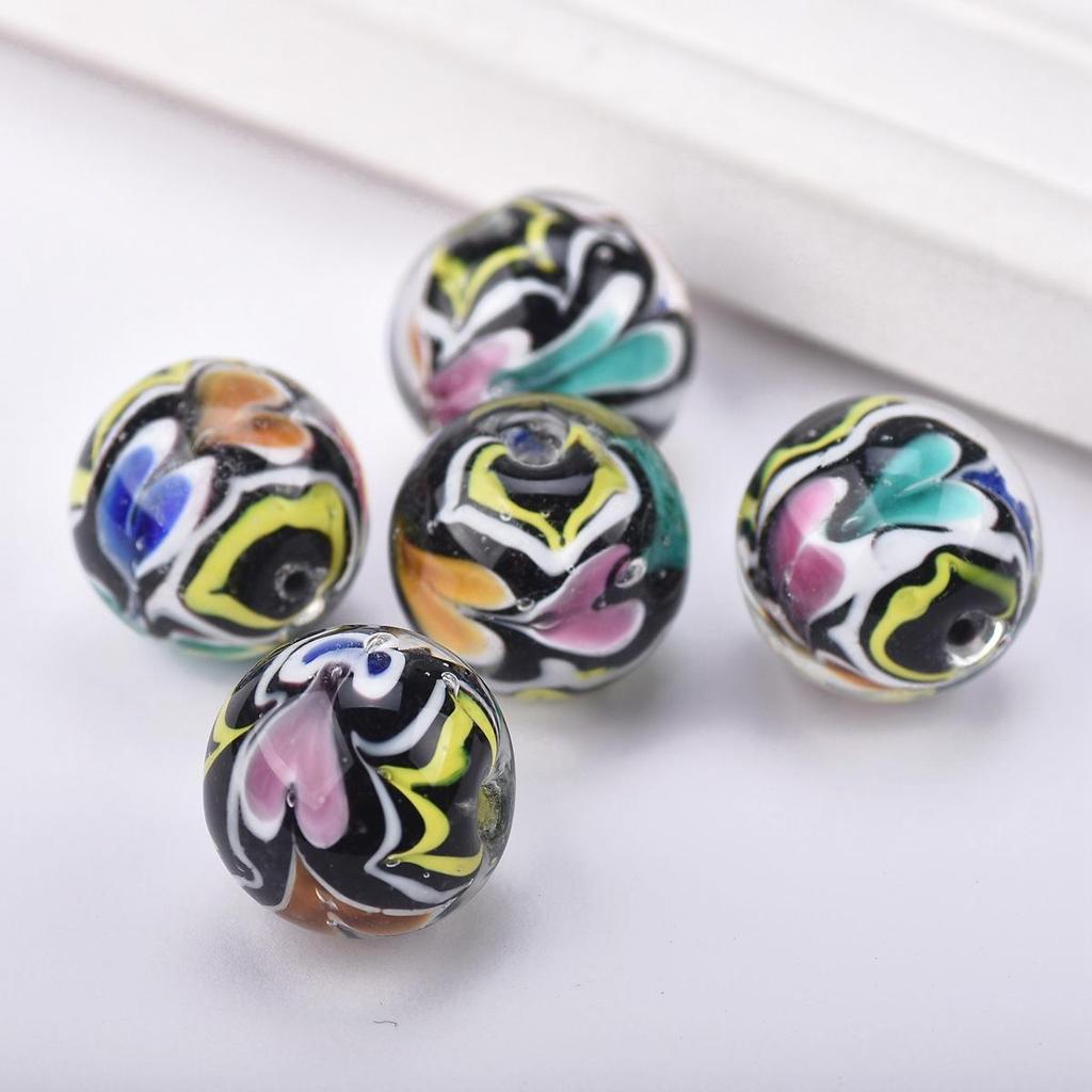 2 buc 20mm Margele Rotunde Mari Handmade Floare Lampwork Sticlă Margele Libere pentru Accesorii de Fabricare Bijuterii DIY Artizanat Descoperiri