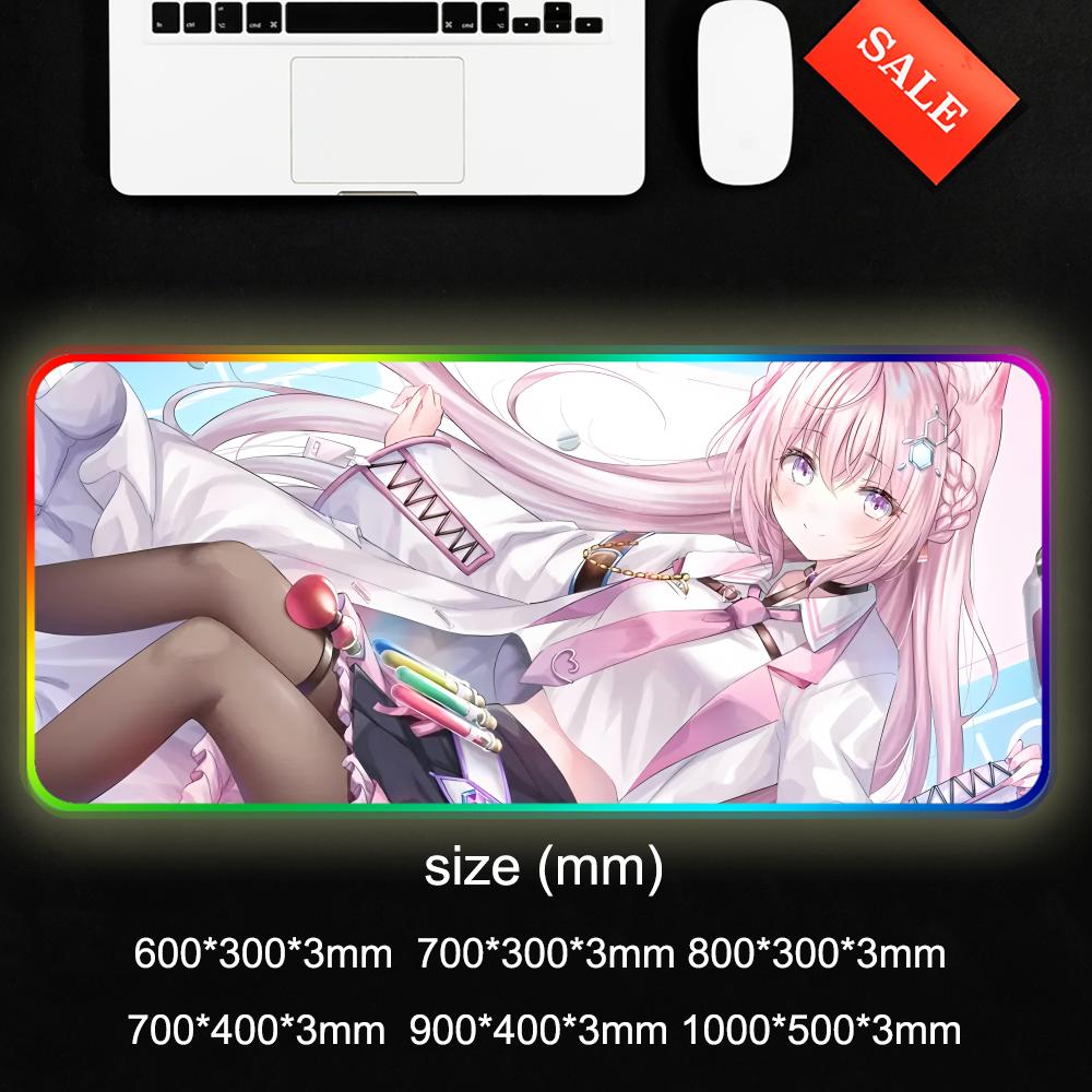 hakui koyori Mouse Pad RGB Gaming Mousepad Big LED Pad PC Desk Mat Luminous Mouse Pad Large Keyboard Mats Table Rug With Backlit