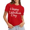 Women's Casual Valentine's Day Printed Short Sleeved Loose Round Neck Pullover Top Top