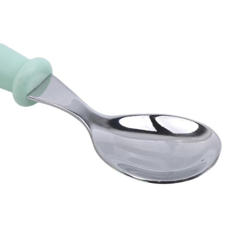 Stainless Steel Children's Spoon and Fork Set, Three-Piece Set Baby Tableware Maternity Gift Round Handle Spoon and Fork