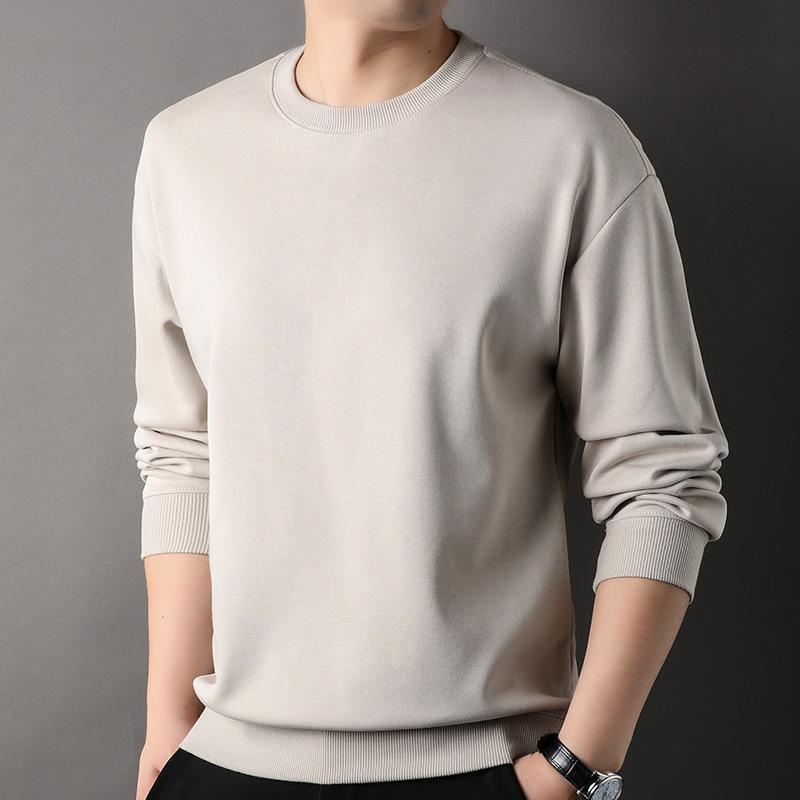 

Свитер мужской повседневный однотонный с круглым вырезом, весна и осень, новый модный универсальный хлопковый топ, футболка с длинными рукавами для молодежи и среднего возраста XL