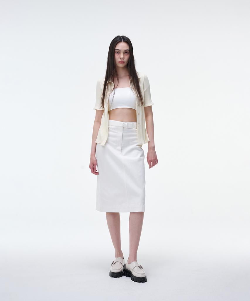 Uboa White Canton Midi Skirt