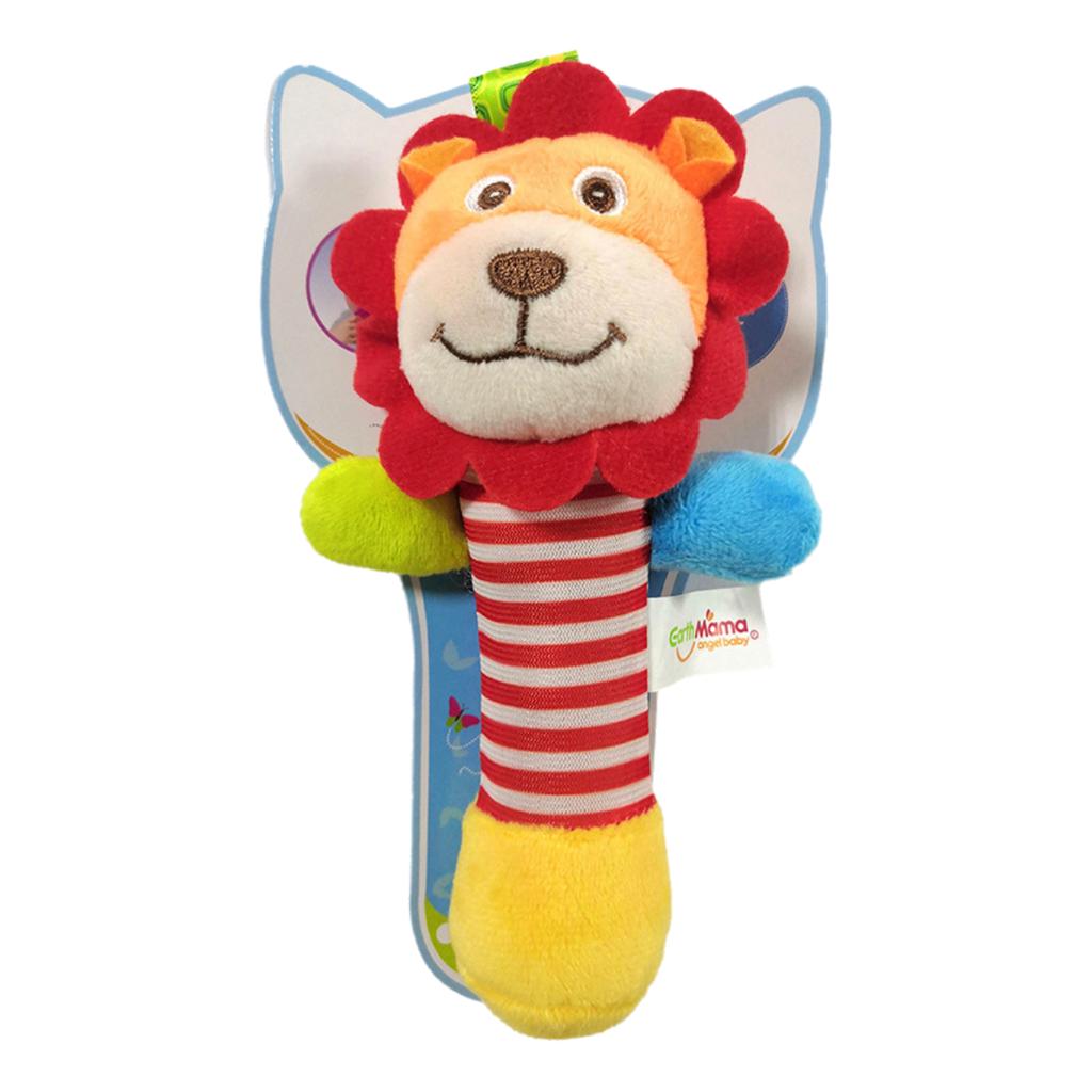 Hand Soft Crank Baby Rattles Cartoon Animal Plush Toys With Bb Call Voice Squeaky Sensory Travel Accessory For Toddlers