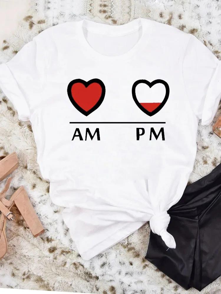 AM Coffee PM Red Wine TShirt Casual Short Sleeve Y2k Tops Womens Clothing Simple Design Fashion Harajuku White Graphic Tees