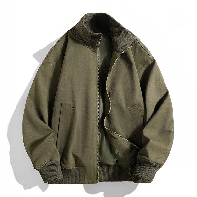 New Style Baseball Collar Jacket for Men, Spring and Autumn Trendy Versatile American Casual Flight Suit, Stand Collar Outerwear