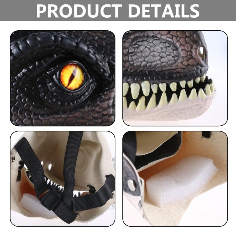 Jurassic Dinosaur Mask with Opening Jaws Eyes & Adjustable for Head Strap for Adult & Kids Nose Opening for Visibility