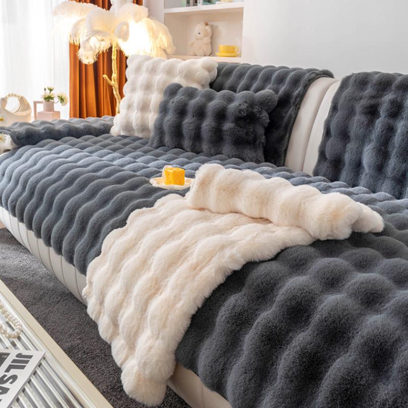 Thick Plush Non-slip Knitted Sofa Cover & Seat Cushion for All Seasons