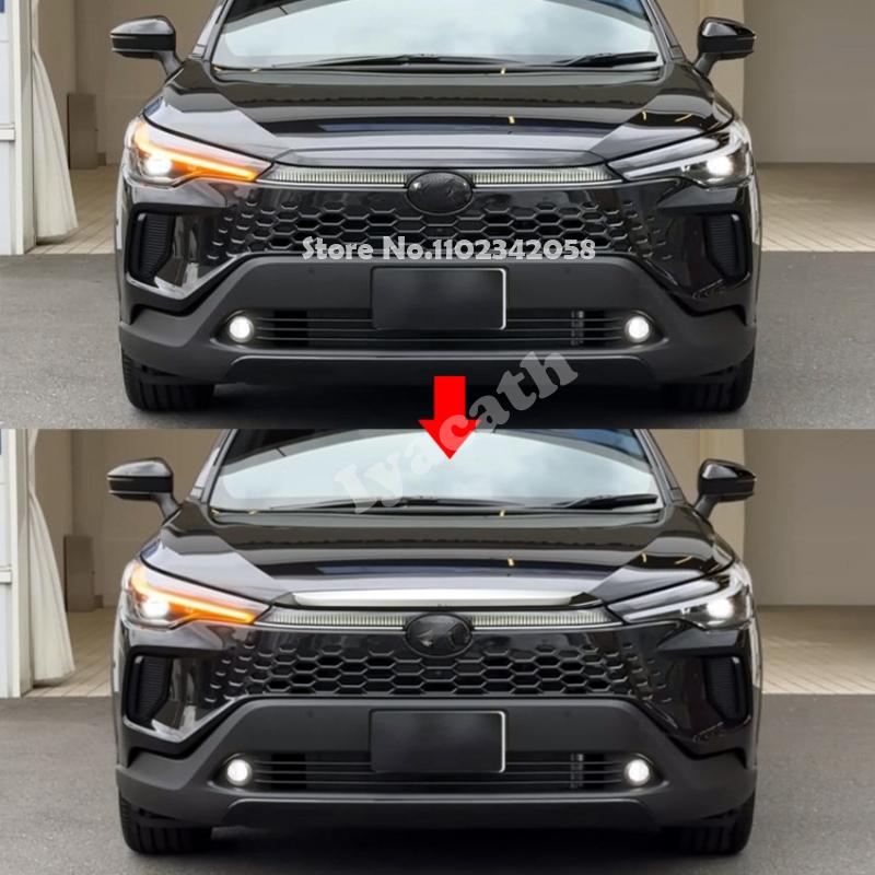 For Toyota Corolla Cross 2025 2026 ABS Car Front Center Net Modified Grille Trim Strip Cover Front Mesh Decoration Accessories