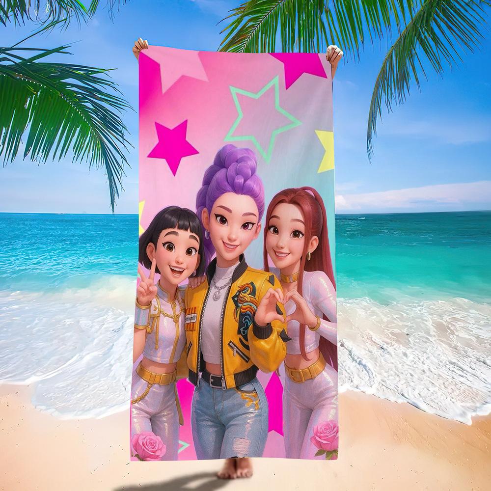 Trend Character Digital Print Double Sided Flannel Microfiber Beach Towel Quick Dry Absorbent Bath Towel