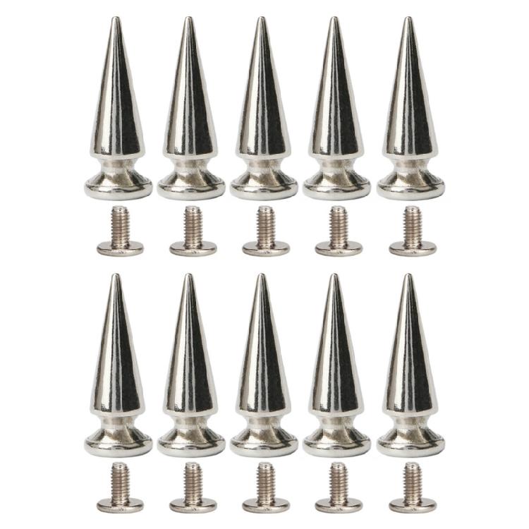 Clous à pointes Rivets Métal Argenté Rivets Décoratifs Punk, 10 Pièces Rivets Pointus à Visser Boucles Bouton Gothique pour Artisanat DIY