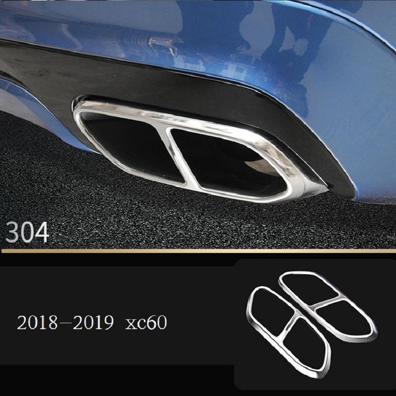 Car-styling 2018    for Volvo Xc60 Tail Throat Decorative Box Xc60 Four Stainless Steel Exhaust Pipe Trim Cover