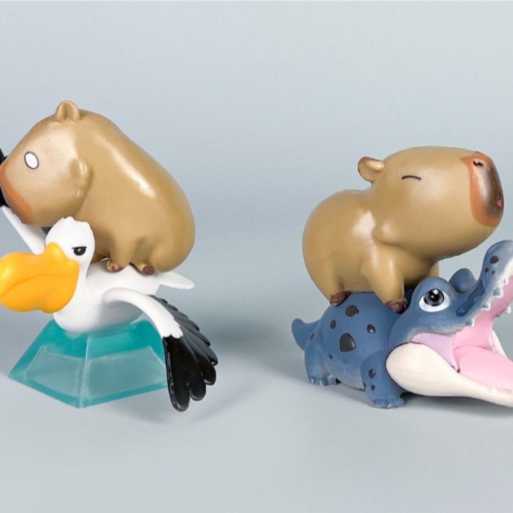 Riding Bird Capybara Figure Toys Take Bath Capybara Animals Figures Children