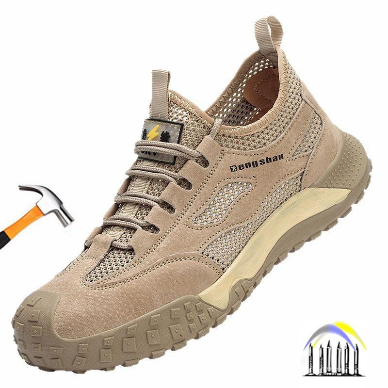 summer safety shoes breathable mesh work shoes with plastic toe industrial non-slip sneakers insulated work boots for welder