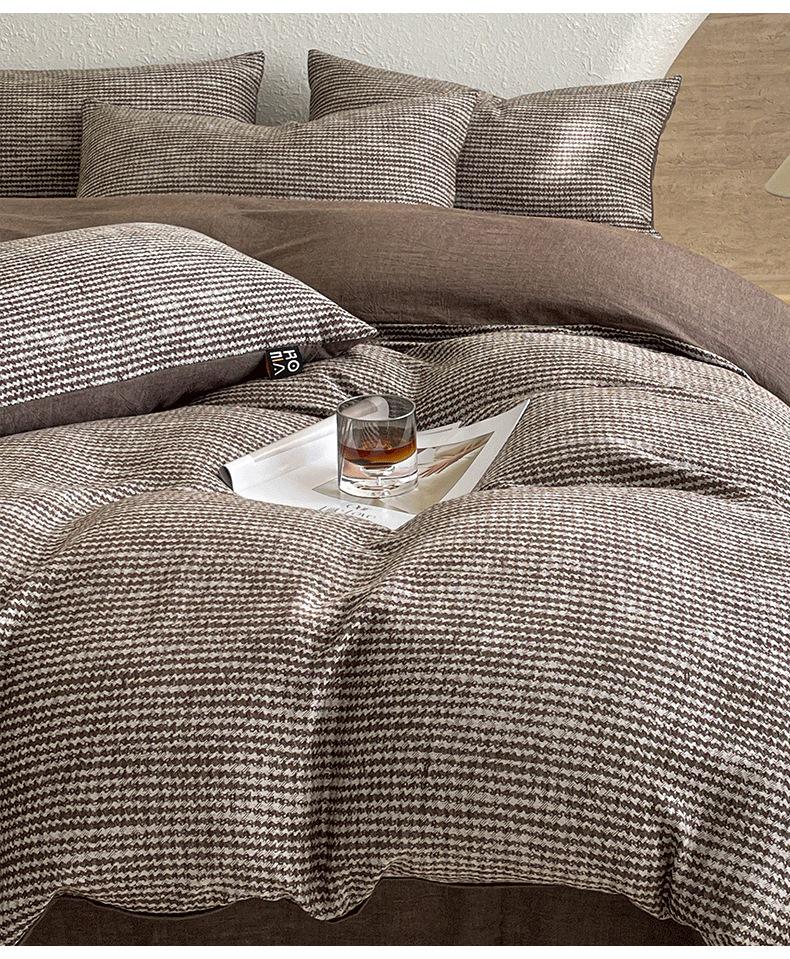 Luxury Cotton Yarn-Dyed Duvet & Bedding Set - 4 Pieces, Light Wash, Fits 1.8 Bed